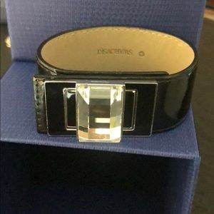Swarovski Jet Black Leather & Crystal Bracelet